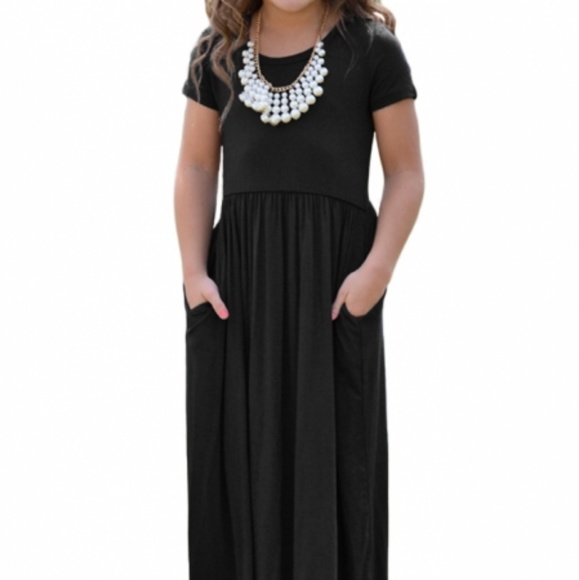 Cobalt Short Sleeve Pocket Design Girls Maxi - Picture 3 of 3